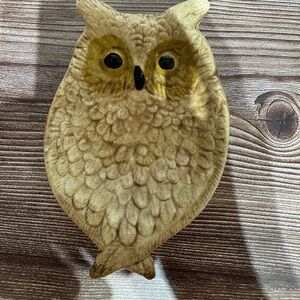 Vintage Hand Painted Owl Trinket Dish